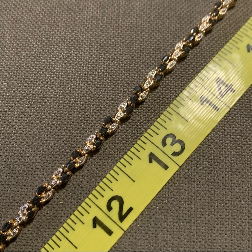 18kt gold over sterling silver - 3.12ctw sapphire and diamond bracelet 7.5”